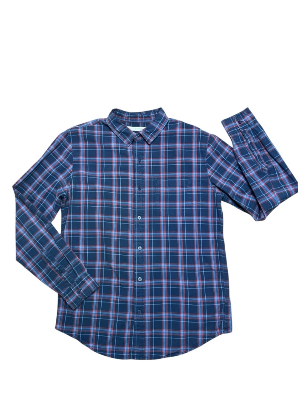 Outerknown men’s blue plaid long sleeve organic cotton button up shirt Gorpcore
